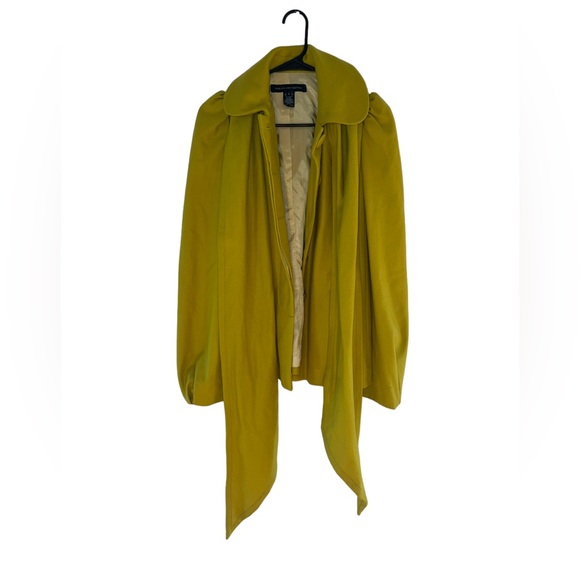 French Connection Cashmere Wool yellow jacket with scarf Size 6 - Picture 2 of 6